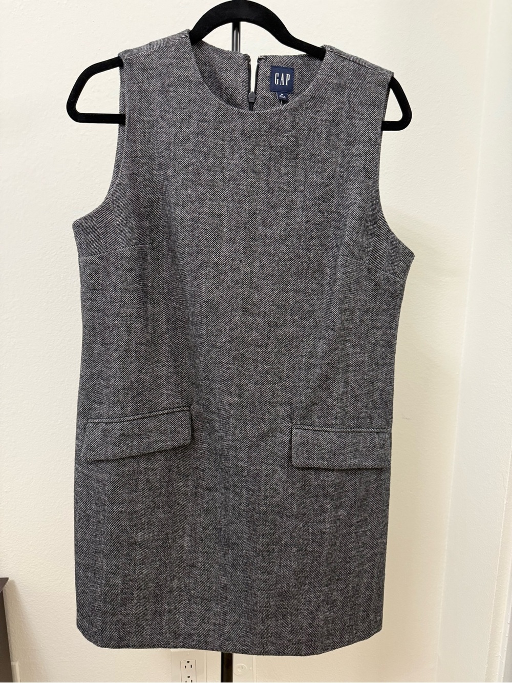 GAP Charcoal Tweed Midi Sheath Dress